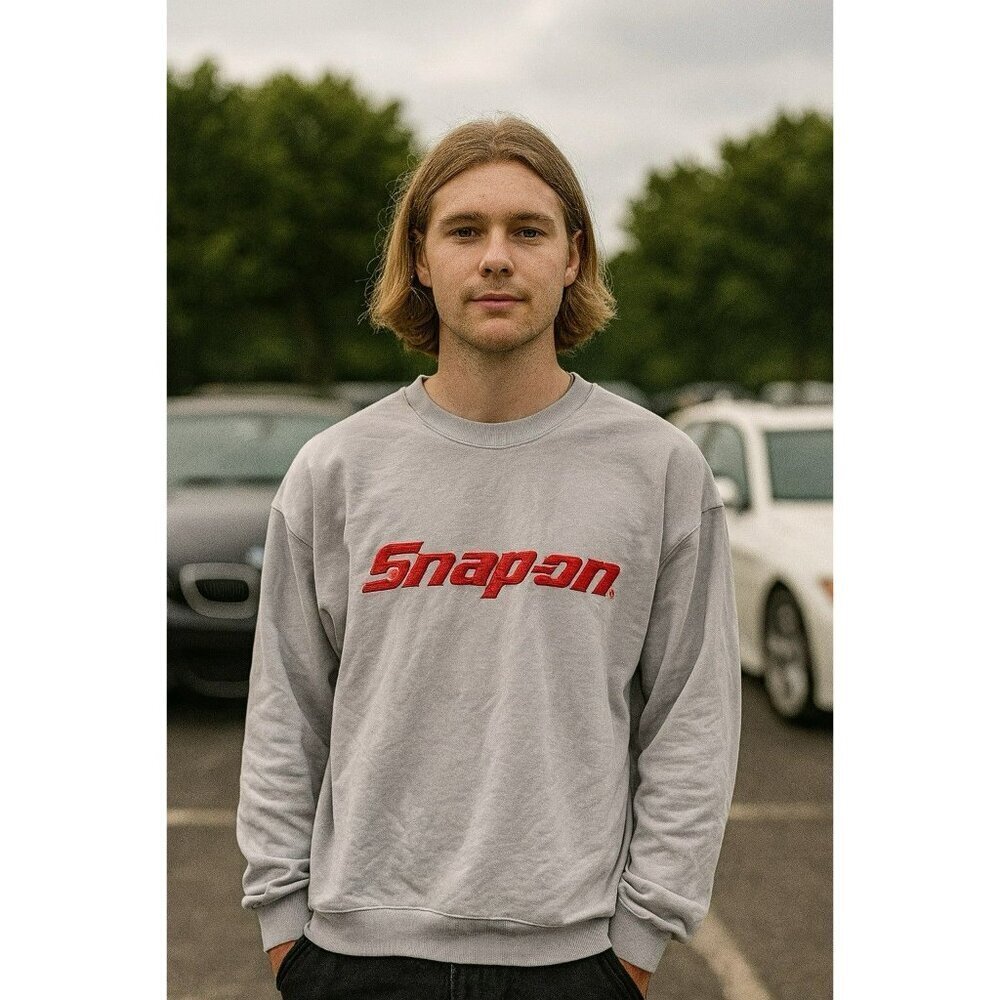 Snap On Men’s Grey Crewneck Sweater XL EUC